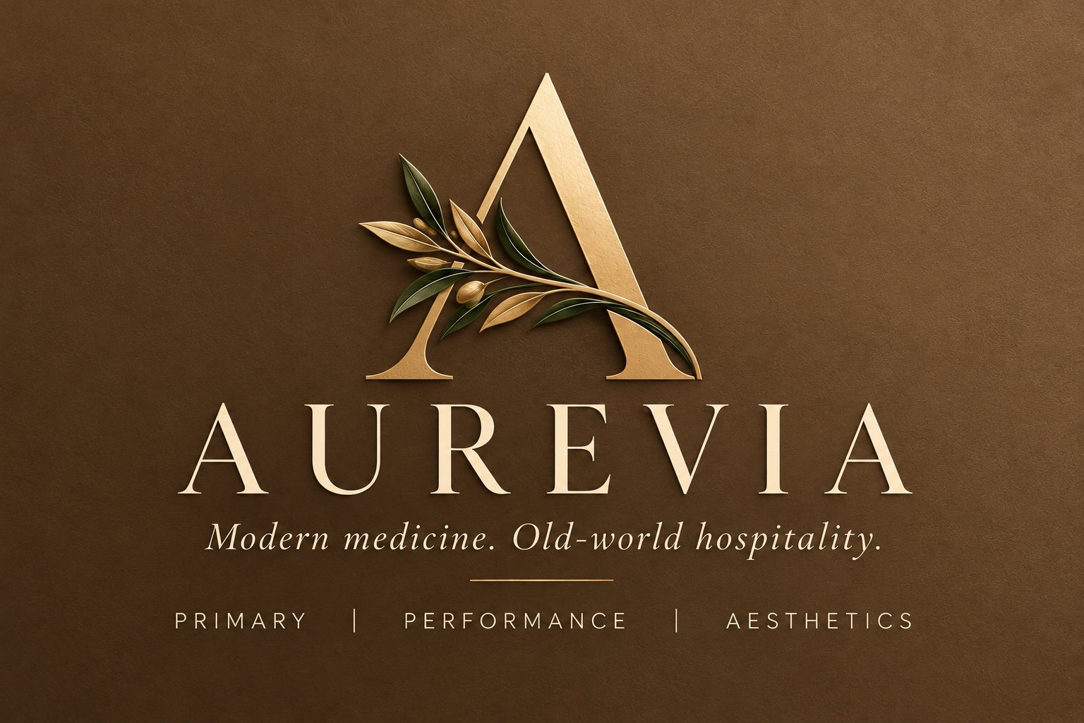 Aurevia gold A and olive branch selected logo